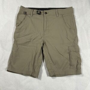 Prana Zion Cargo Shorts Mens 31 Brown Stretch Hiking Outdoor 10" Inseam